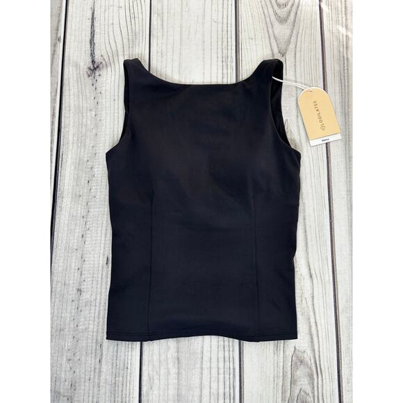 Blogilates Tops - Blogilates BoatNeck Sz S Crisscross Workout Tank Top Shelf Bra Gym